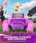 Pink Purple 1:20 Scale RC Monster Truck With LED Lights And DIY Windmills, All Terrain Off Road Fun Up To 20 Km/h, 2.4GHz Remote Car For Kids Gift, Rad Girl Style With Bold Purple Accents in a field