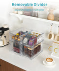 Clear Acrylic Stackable Storage Drawers 4 Pack Sleek Kitchen Cabinet Organizers Featuring Smooth Gliding Rails And No Sweat Setup For Slick Home Decluttering Results showing coffee pod organization.
