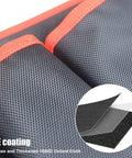 Close-up of 1680D fabric with PE coating used in Heavy Duty 19 Inch Tool Bag With 25 Pockets, 1680D Fabric, Sturdy Molded Base, And Adjustable Shoulder Strap, Multi Pocket Organizer For Pros And DIY Enthusiasts.