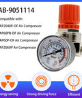 Air Compressor Pressure Regulator Replacement AB-9051114 with gauge and red knob compatible with CAP air compressors