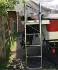 Stainless Steel Boat Ladder For Yacht Dock 4 Step Removable Folding Telescoping Rear Entry Inboard Dock Ladder attached to a boat