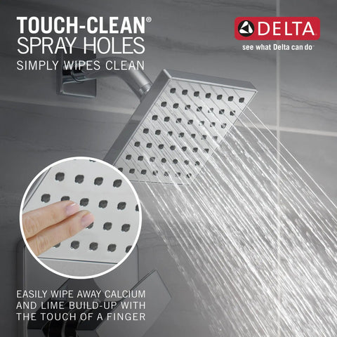Modern 14 Series Shower Trim Kit With Chrome Head And Handle, Valve Trim Set T14267-PP, Touch-Clean spray holes detail