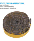 PATIKIL wood stove gasket roll front view, graphite fiberglass, flat self-adhesive, 11/16 in x 1/8 in x 98 in, black