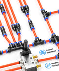 Orange 3/8 Inch OD PU Polyurethane Air Tubing Kit 10 Meter 32.8ft With 27 Pieces Includes Union Tees Elbows in pneumatic setup