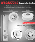 All-In-One Cabrio Dryer Repair Kit with W10837240 Idler Pulley Assembly, featuring triangular design for stability.