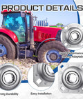 Solid 4 Piece Disc Harrow Bearing Set With 1-1/8 Inch Square Bore And 4-3/4 Inch Bolt Hole Specs Built Ridiculously Tough To Handle Real Farm Work Without Stalling So You Can Keep Your Tractor Running Like A Dream While Avoiding Repair Bills., tractor wheel bearing set with square bore and bolt hole plate