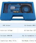 Blue case with Air Micro Grinder Pencil Die Grinder One Eighth Inch Collet 3mm High Speed 58000 RPM Free Speed 90 PSI Quarter Inch Air Inlet 2 CFM tools