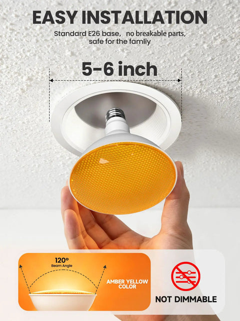 Outdoor PAR38 LED Bug Lights Amber Yellow E26 Base 150 Watt Equivalent Repels Insects Chemical Free Patio Bulb Keep Gnats At Bay All Summer Long Blast Away Mosquitoes On Your Deck Actually Works For Super Chill Vibes And Cool Sleep