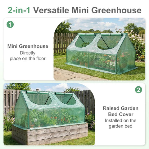 Compact 6 By 3 By 3 Feet Mini Greenhouse With Dual Zipper Doors Water Resistant And UV Protected For Flowers Vegetables And Herbs