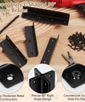 20 Pack Heavy Duty Metal L Brackets For Wood With Screws shown with tools and screws on wood surface