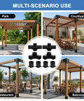 Heavy Duty Gazebo Brackets Kit For Outdoor Pergolas DIY Rust Proof Hardware With 3 Way And 4 Way Corner Brackets Screws Included