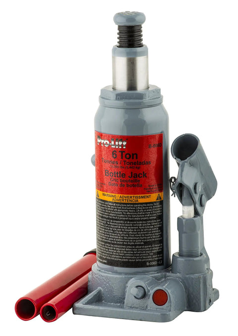 Heavy Duty 6 Ton Hydraulic Bottle Jack With 8.5 To 16.6 Inch Lift Range Built In Steel Saddle Bypass System Extension