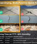 Fast-Drying, Multi-Purpose showing curing info for Tough As Nails Concrete Crack Filler Eight Piece High Elasticity Sealant.