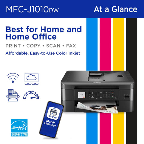 Compact Desktop Wireless Color Inkjet All In One Printer Featuring Auto Duplex And Lightning Fast Copy Scan Fax Plus Cloud Sync Ready Alexa Integrated, black printer with control panel and mobile connect feature.