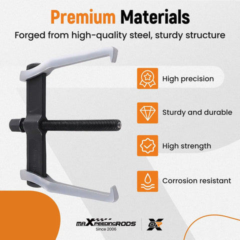 12 Inch 2 Jaw Gear Puller Reversible Bearing Puller Tool with premium steel build displayed against features list