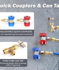 Pro Grade 3 Way Manifold Gauge Set For R134A R12 R22 R502 With Case, All In One Freon Charging Kit Includes Quick Couplers and can tap