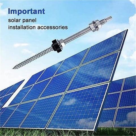 Eight Pack Hanger Bolts M10 X 200mm Hella Sturdy Stainless Steel Solar PV Roof Mounting Hardware with installed rod in solar panels.