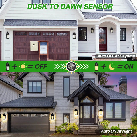 Dusk To Dawn Outdoor Wall Lights 2 Pack Black Exterior Porch Lanterns With Photocell Sensor on house exteriors day and night