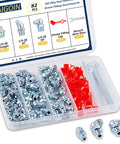 One Quarter Inch SAE Grease Fittings Kit With 82 PCS Zerk Nipples, Caps And Wrench in clear storage case