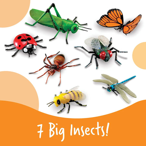 Jumbo Insects Educational Toy Set For Kids Ages 3 And Up, Hands On Insect Figures including grasshopper, butterfly, and ladybug.