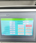 Touchscreen interface of Automatic Desktop Conveyor Labeler For Round Bottles High Speed 110 Volt showing setup options.