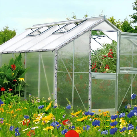 Greenhouse with Six Point Six Ft Greenhouse Lock Channel And Spring Wire Set With PVC Coated Wiggle Wire And Aluminum Alloy U Channel