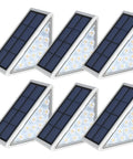 Solar Step Lights For Outdoors Waterproof IP67 Stair And Deck Lights Pack Of 6, shown in triangular design with LED bulbs