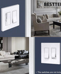 20 Pack Screwless 2-Gang Wall Plate in Gloss Snow White, Decorator Outlet Cover for Light Switches, seamless design in homes