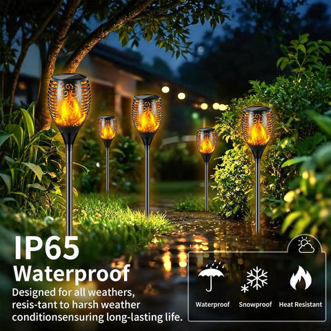 Outdoor Solar Torch Lights With Dancing Flame 99 LED 43 Inch Waterproof And Weatherproof Solar Powered Pathway Lights