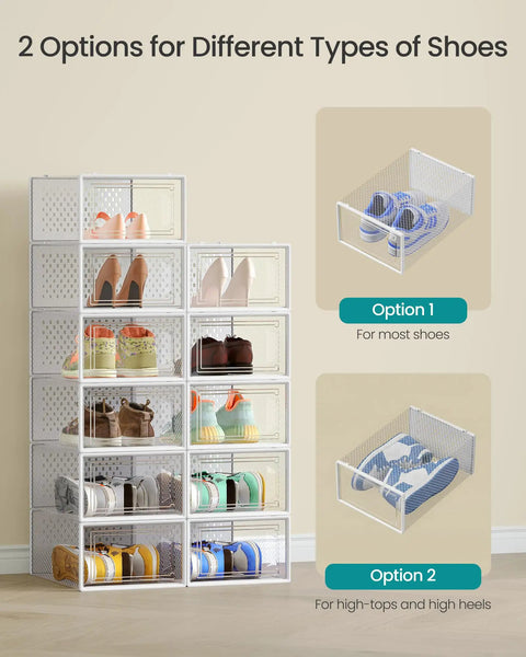 Clear Plastic Sneaker Boxes With Front Access Doors Transparent Shoe Storage Containers Pack Of 12 Stackable Closet Organizers Keep Your Kicks Fresh And Detox Your Space In Style Without The Clutter