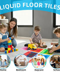 Children playing on Liquid Sensory Colorful Floor Tiles Pack Of 4 11.8 Inch Square Dance Floor Tiles in a playroom.