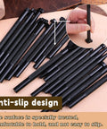 20 Piece Leather Stamping Tools Set With Various Shape Stamps For Saddle Making Carving And Craft DIY Projects Great For Beginners And Pros Durable Stainless Steel Craft Tools Ideal For Leather Hobbyists And Professionals Alike, showing anti-slip design.