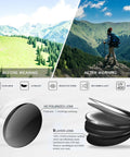 Comparison showing outdoor view before and after wearing Polarized Sport Sunglasses for Men and Women, highlighting UV400 protection and HD lenses.