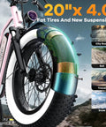 Beast 1500W Peak Electric Fat Tire Bike For Adults With Removable 48V Battery And 20 25 60Ah Options, Up To 80 Mile Range, 20x4 Fat Tires, All Terrain E Bike For Commute Beach Snow UL Certified. 20x4.0 tire with suspension for city, soil and snow