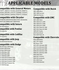 Table of vehicle makes and models compatible with a Transmission Shift Cable Bushing Repair Kit