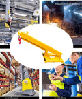 Heavy Duty Workhorse Forklift Jib Boom Crane With 6600 LB Capacity shown in industrial settings for material handling and towing use.