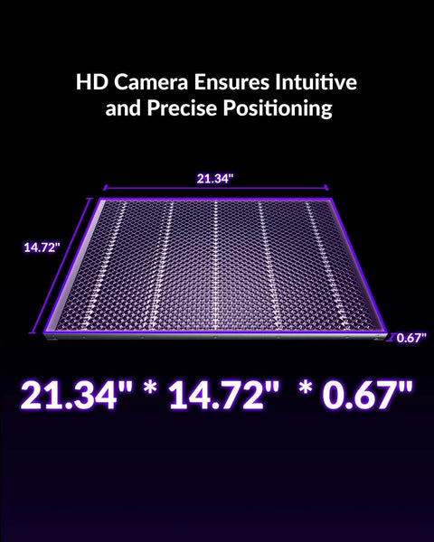Front view of honeycomb laser bed accessory for WeCreat Vision Pro laser engraver; aluminum panel, 21.34 x 14.72 x 0.67 in