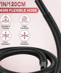 Durable 1.25 Inch By 4 Foot Flexible Wet Dry Vac Hose Replacement Vinyl Vacuum Hose For Standard One And A Quarter Inch Ports