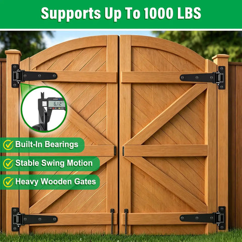 Heavy Duty Gate Hinges 1000 Lbs Reinforced Steel Strap Hinges For Farm And Driveway Gates 2 Pack Prevent Sagging Fits Wooden And Fence Gates 6mm Solid Steel on wooden gate