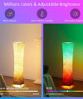 Slender 39 Inch Floor Lamp With Remote Control displaying warm white and RGB color changing LED lights, brown gradient shade