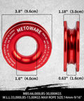 Snatch Block Ring Winch Pulley Kit red snatch ring side and front view for Off Road ATV UTV Truck