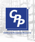 Complete Packaging Products logo over a warehouse background showing pallet racks, symbolizing quality packaging solutions.