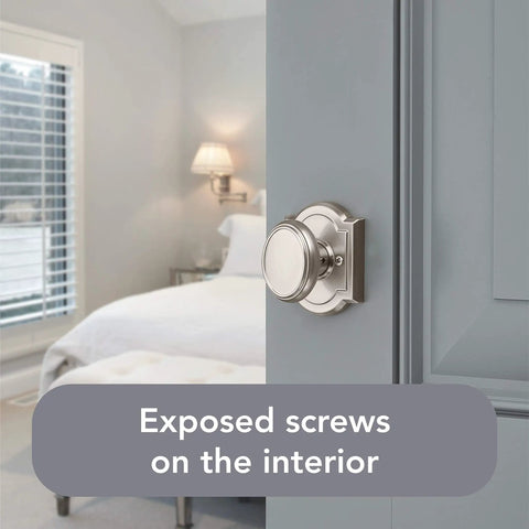 Interior Passage Door Knob In Satin Nickel With Microban Protection, Non Locking Hallway Closet Room Door Handle, Easy DIY Install