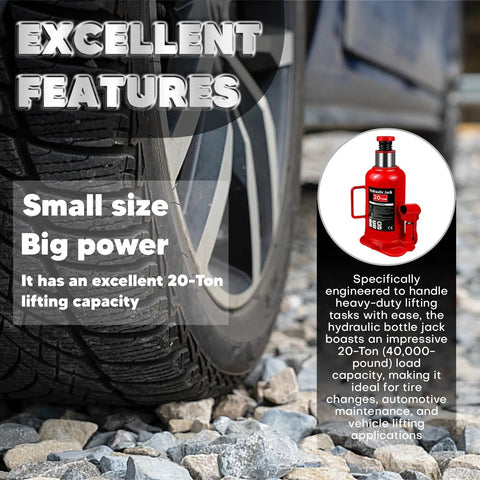 Beefy 20 Ton Hydraulic Bottle Jack With 9.2 To 17.9 Inch Lifting Range Multi Directional Welded Car Jack For Cars Trucks RVs Pickup Auto Repair Color Box Included