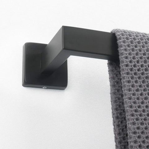 Rustproof 12 Inch Matte Black Stainless Steel Towel Bar Wall Mounted For Bathroom Square Shower Towel Rack Premium Towel Holder SUS 304