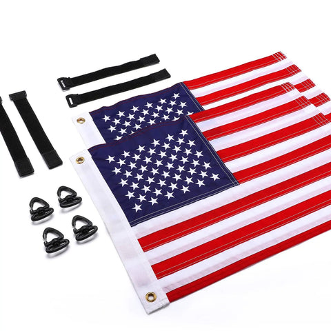 Two Pack 12X18 Golf Cart Flags With American Flag Embroidery And Elastic Strap Bracket For Quick No Fuss Setup For Boat Bike Golf Cart And Patriotic Independence Day Decor