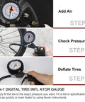 Step-by-step guide using Heavy Duty Air Compressor Accessory Kit With Tire Inflator Gauge for checking and deflating tire pressure