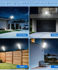 Outdoor Waterproof 6500K LED Motion Light With Remote Control, IP65 Commercial Grade Street Flood Light installed in various locations