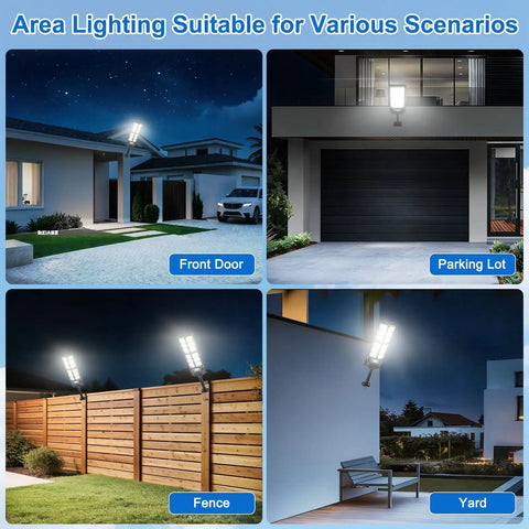 Outdoor Waterproof 6500K LED Motion Light With Remote Control, IP65 Commercial Grade Street Flood Light installed in various locations