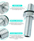 Close-up of 10 Piece M8 All Thread Lamp Rod Repair Kit Galvanized Iron Hollow Lamp Pipes With Hex Nuts And Washers For Chandelier